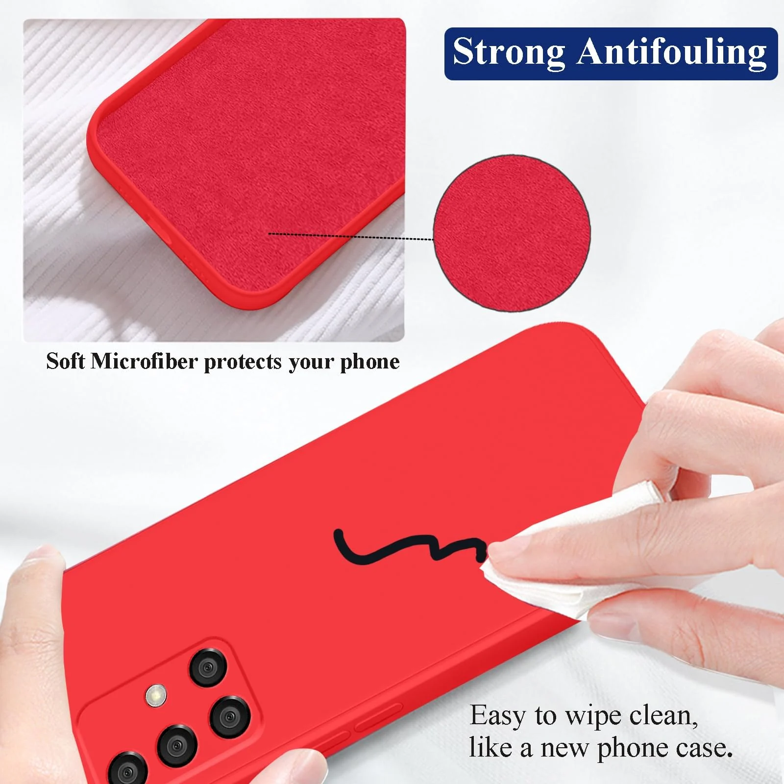 DL3 Mobilak Soft Silicone Protective Case for Samsung Galaxy A51 with Microfiber Lining and Shockproof Design - Red