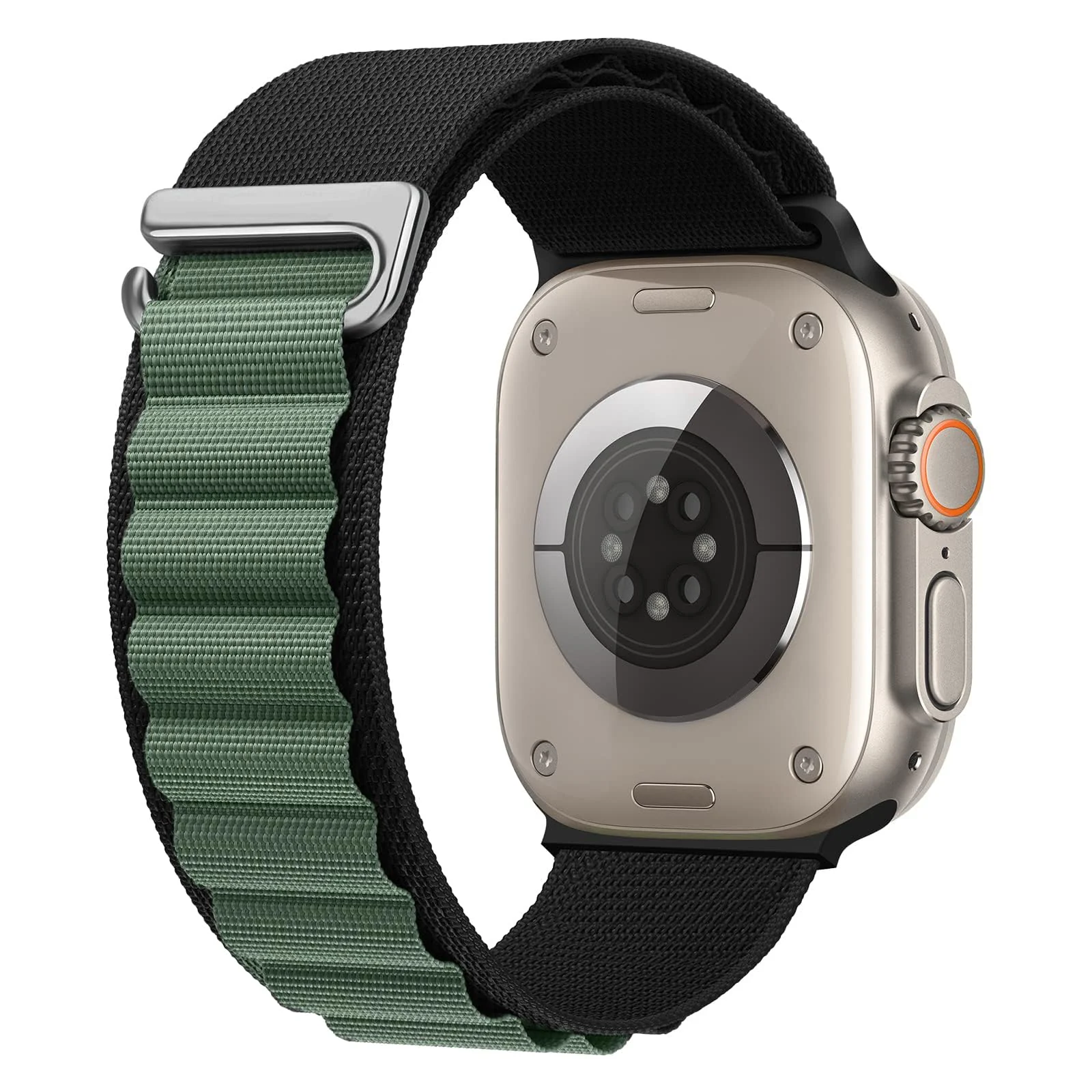 Apple Watch Ultra 49MM 45MM 44MM 42MM — DL3 Mobilak Trail/Alpine Loop Nylon Band Compatible with Apple Watch Ultra 2/Ultra Band 49mm 45mm 44mm 42mm, Adjustable with Metal C-Hook Strap for iWatch Ultra Series 9/8/7/6/5/4/3/2/1/SE2/SE - Black Green
