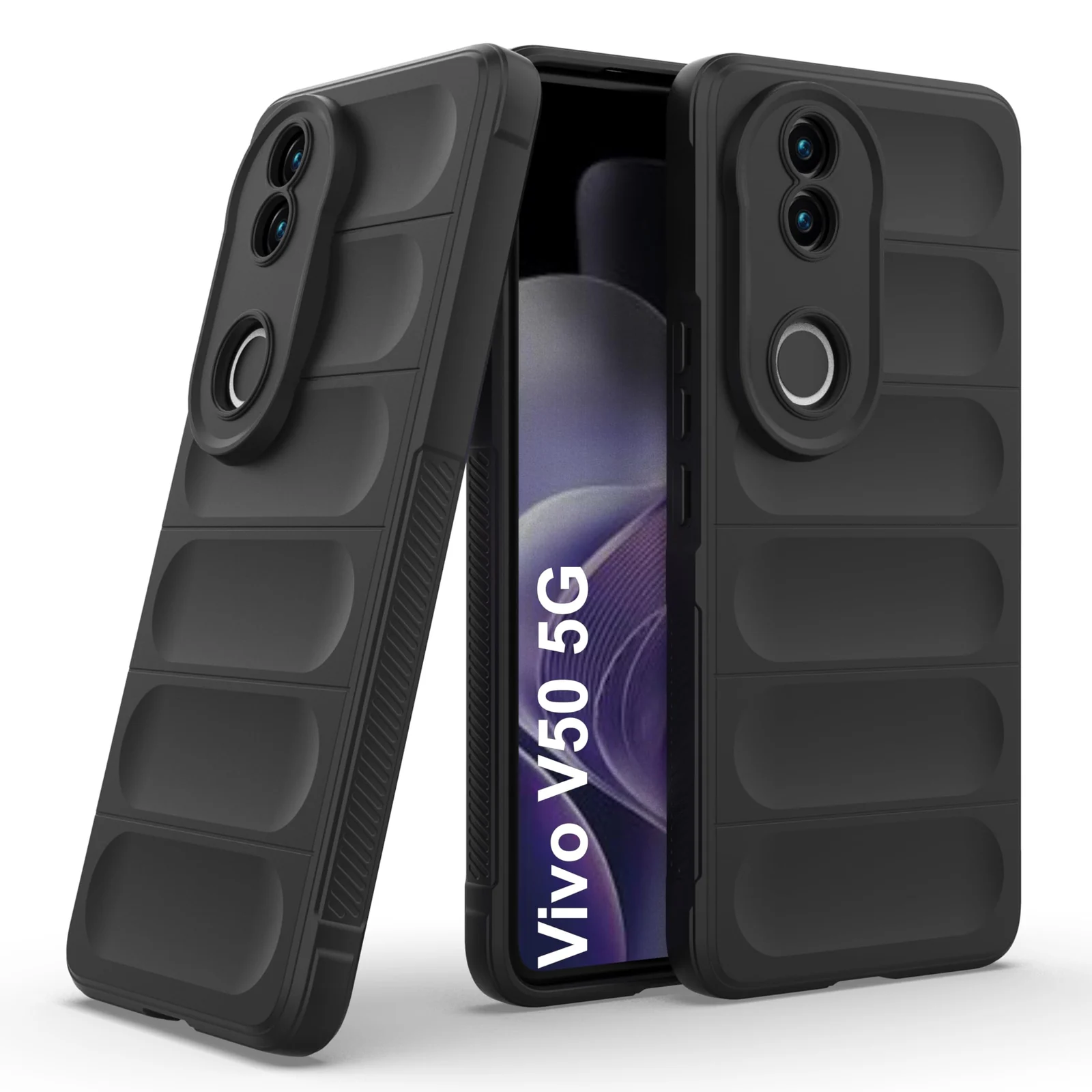 DL3 Mobilak Silicone Case for Vivo V50 5G / Vivo V50E Heavy Duty Protective [Slim Fit] Shockproof Soft Protective Design Shock-Absorption TPU Cover With Camera Protection - Black