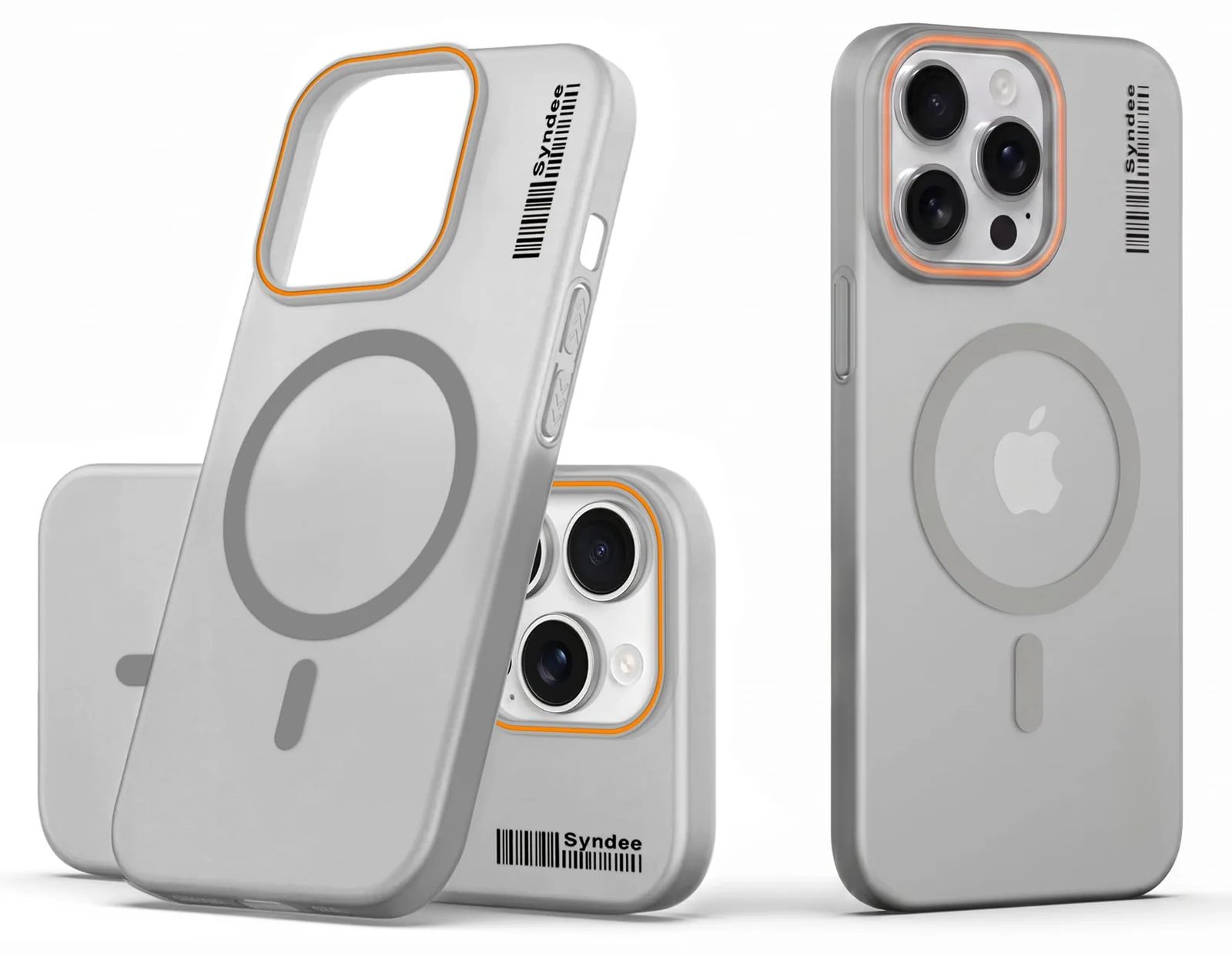 DL3 Mobilak Case Back Cover for iPhone 15 Pro Max 6.7-Inch, Sleek Frosted Translucent Back Only Compatible with Wireless Magnetic Accessories | Anti-Scratch Shockproof Phone Case - Gray
