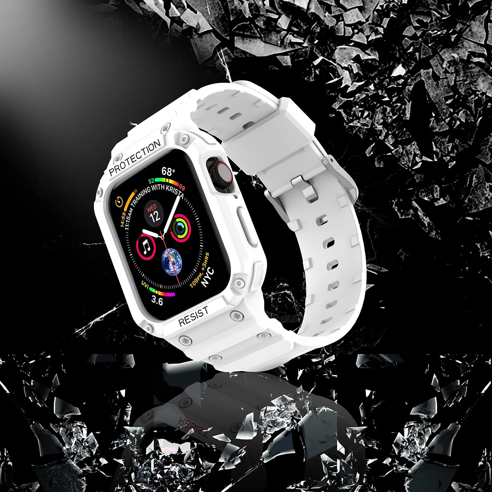 DL3 Mobilak Compatible With Apple Watch Band Ultra 2/1 49mm with Bumper Case, Rugged Men Bands for iWatch Ultra 2 / Ultra 49 mm, Sport Military Protector Drop-proof Shockproof - White