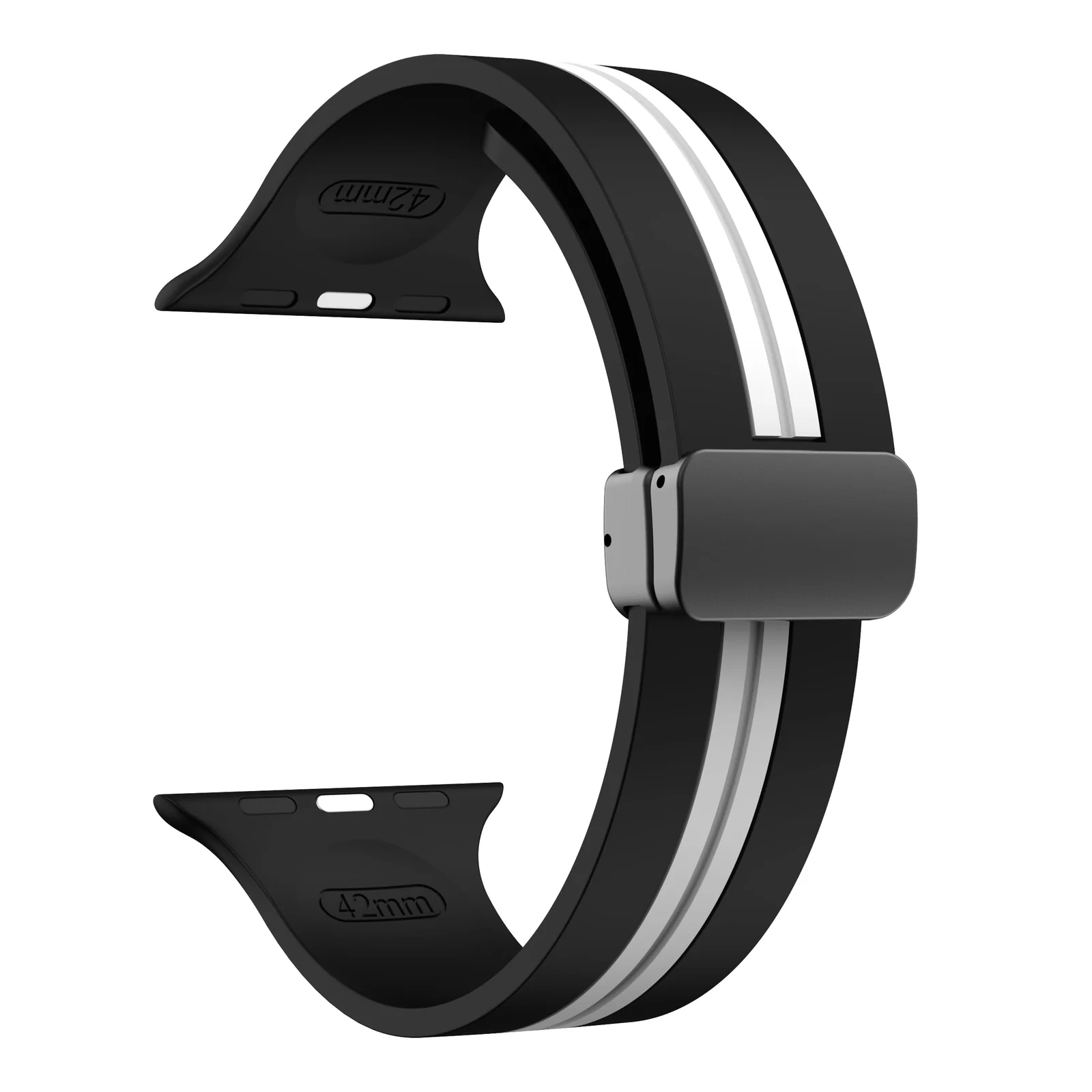 DL3 Mobilak Magnetic Bands for Apple Watch Ultra/Ultra 2 Band 49mm 45mm 44mm 42mm 41mm 40mm 38mm, Soft Sport Silicone Strap for iwatch Series 9/8/7/6/5/4/3/2/1/SE (42mm/44mm/45mm/49mm) - Black White