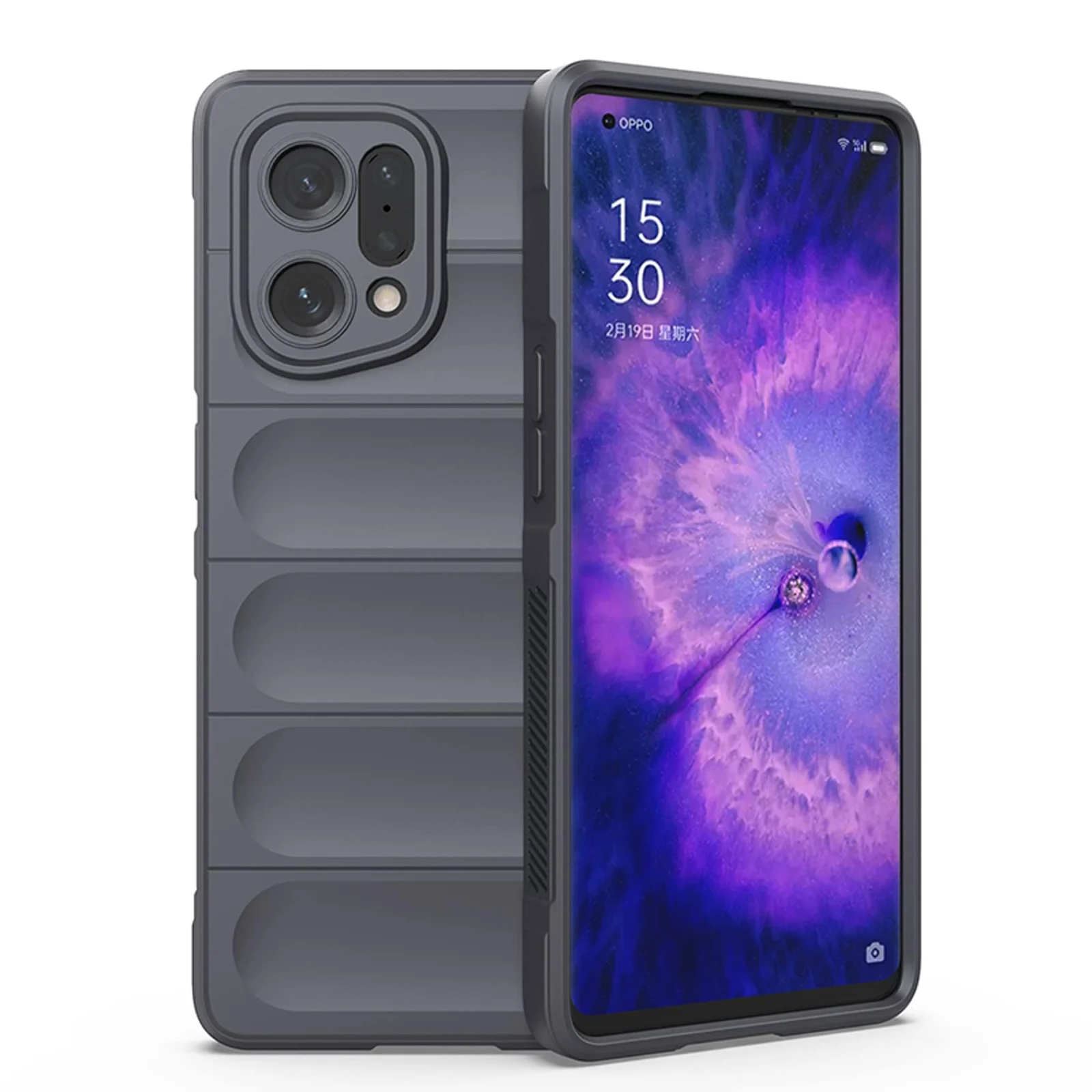 DL3 Mobilak Flexible Silicone and TPU Protective Case with Camera Protection for OPPO Find X5 Pro - Dark Gray
