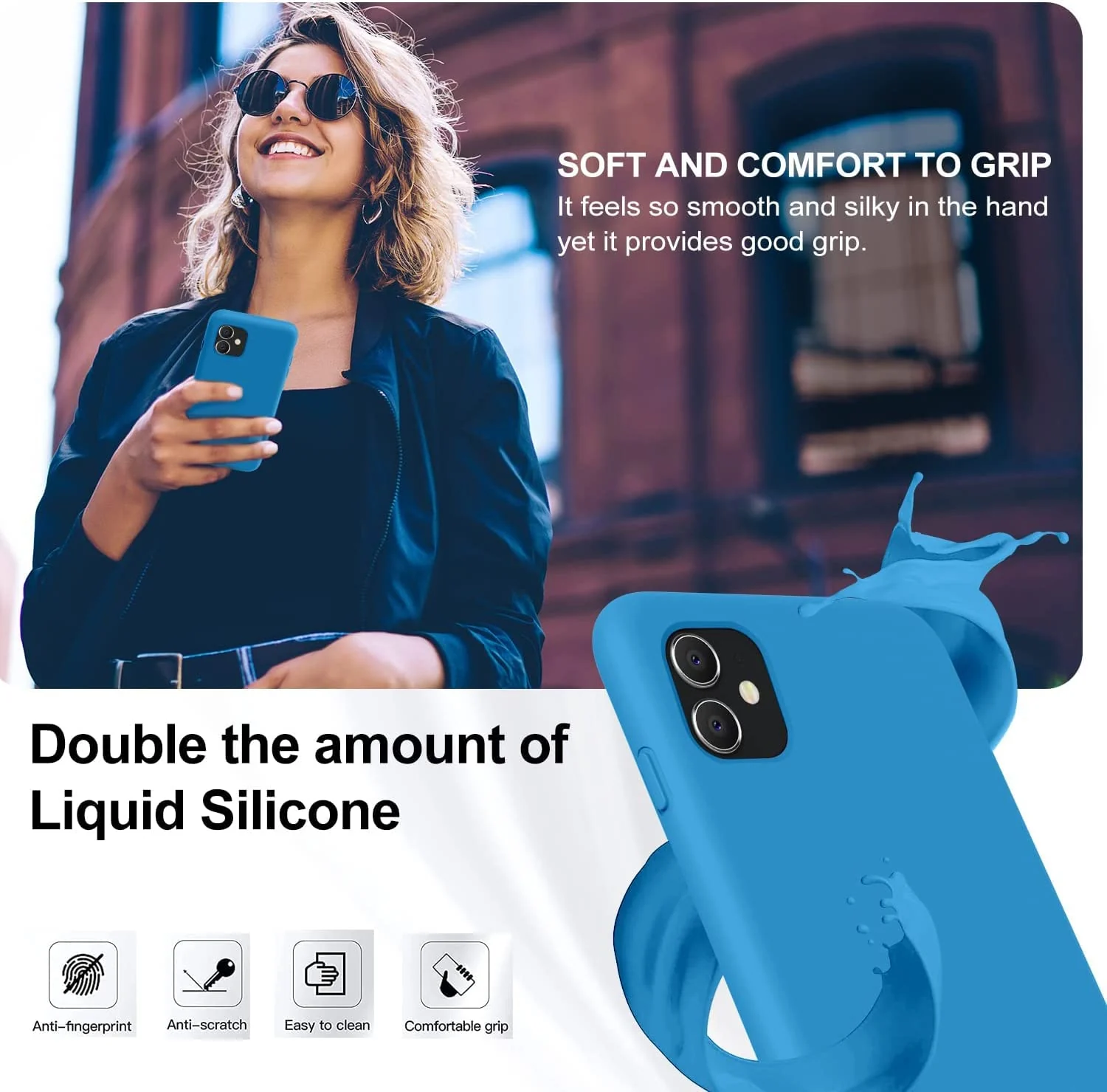 DL3 Mobilak Liquid Silicone Case for iPhone 11 (6.1 Inch), Shock-absorbing protection, Scratch-resistant surface, Soft microfiber lining - Skay Blue