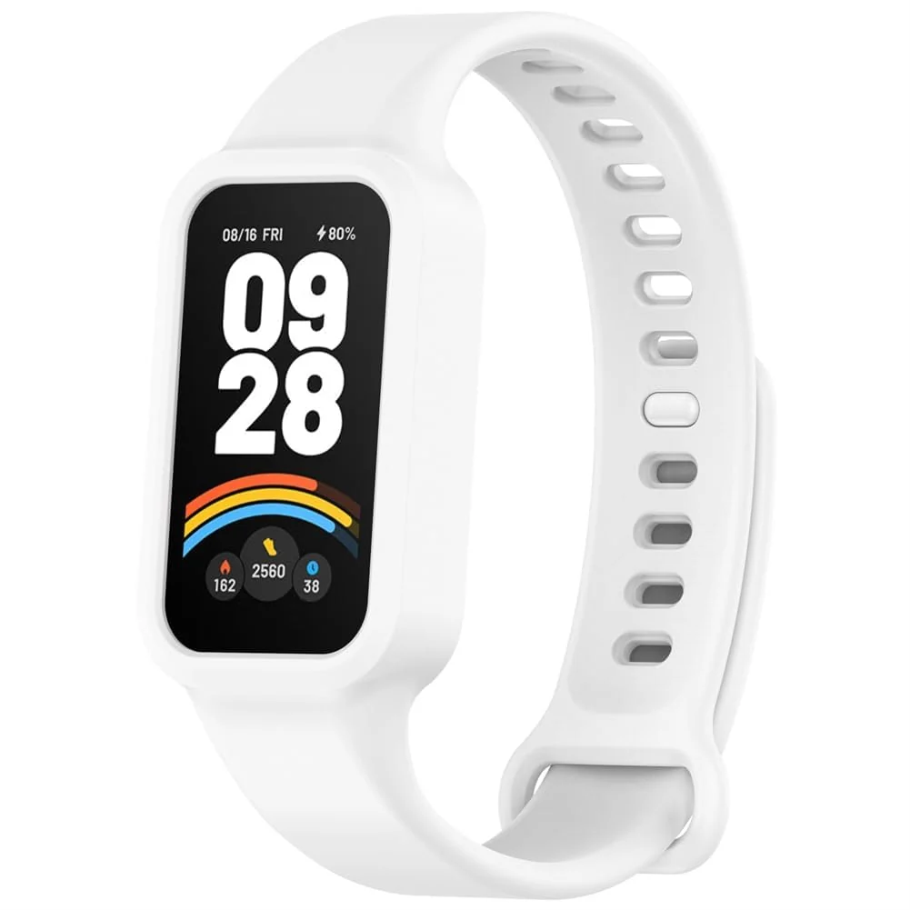 DL3 Mobilak Compatible with Xiaomi Smart Band 9 Active/Xiaomi Redmi Smart Band 3 Replacement Silicone Wrist Strap Bracelet Band Soft And Durable Watch Accessories - White