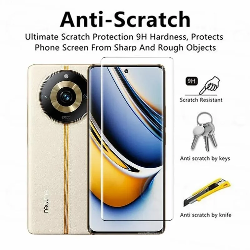 DL3 Mobilak Full Glass Screen Protector for realme 11 Pro/Pro Plus 5G - UV Tempered Glass Full Glue Cover With Fingerprint Unlock - Clear