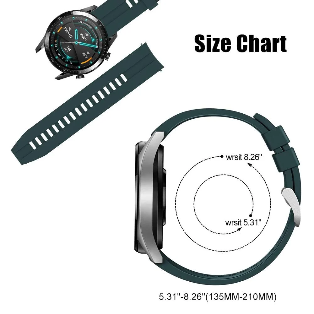 DL3 Mobilak Strap Silicone Band 22MM For Samsung galaxy watch 3 45mm /watch 46mm/Gear S3/Huawei watch GT3 46MM/GT2E/GT 46mm/GT2 Pro/GT2 46MM/honor Magic Watch2 46mm/Amazfit GTR4/GTR3/2/2e - Dark Green