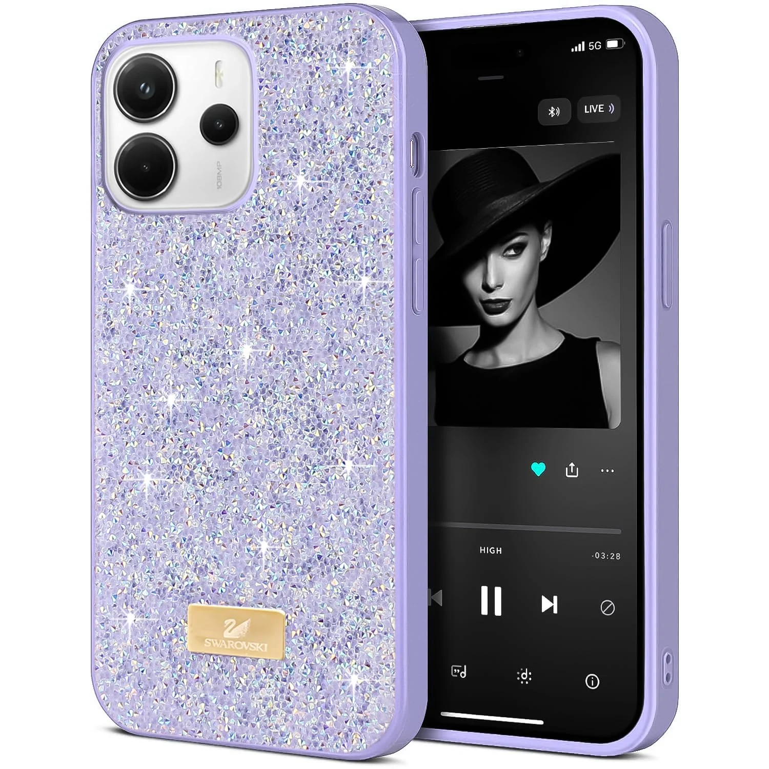 5.5 — DL3 Mobilak Glitter Rhinestone Protective Case for Xiaomi Redmi Note 14 4G Case Glitter with Shockproof Design