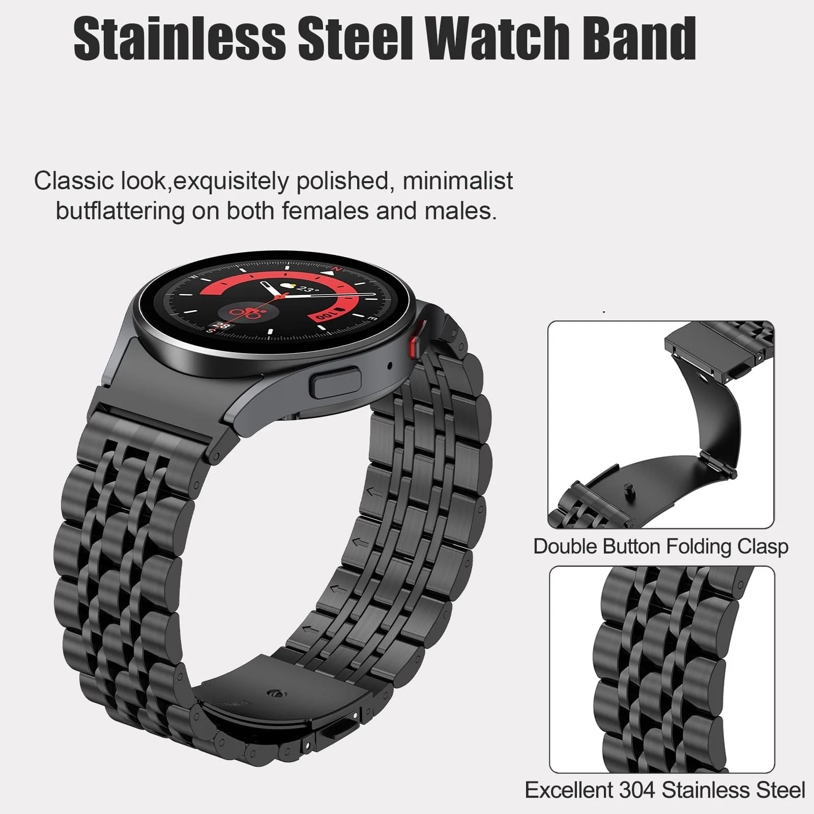 DL3 Mobilak Strap Metal 22MM Bands For Samsung galaxy watch3 45mm /galaxy 46mm/Gear S3/Huawei watch GT3 46MM/GT2E/GT2 Pro/GT GT2 46MM/Magic Watch2 46mm/Amazfit GTR 2/2e/3/3pro/4 - Black