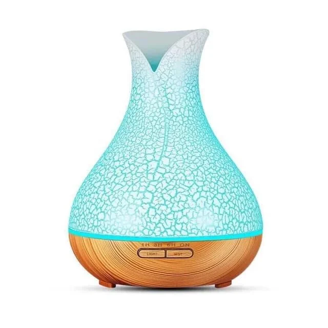 Mobigon Essential Oil Diffuser, Aromatherapy Diffuser 500ml with Remote Control, 4 Timer & Auto-Off Safety Switch, 7 Color LED Lights Mode, 10 Hours Quiet Humidifier for Bedroom - H.Light Brown