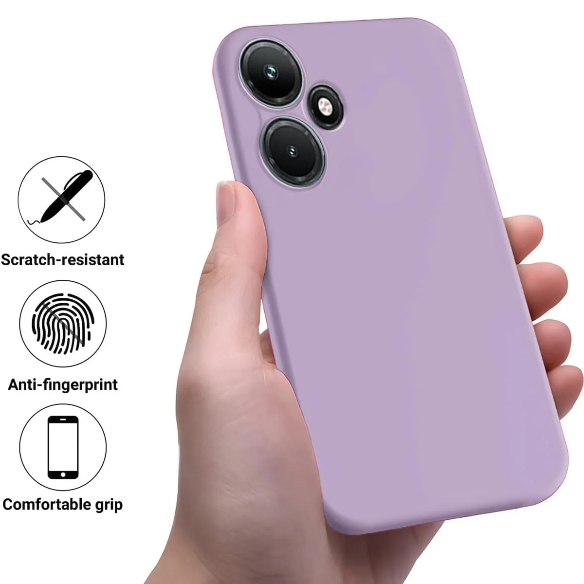 DL3 Mobilak Liquid Silicone Protective Case with Soft Microfiber Lining with Full Camera Protection for Infinix Hot 30i - Lavender