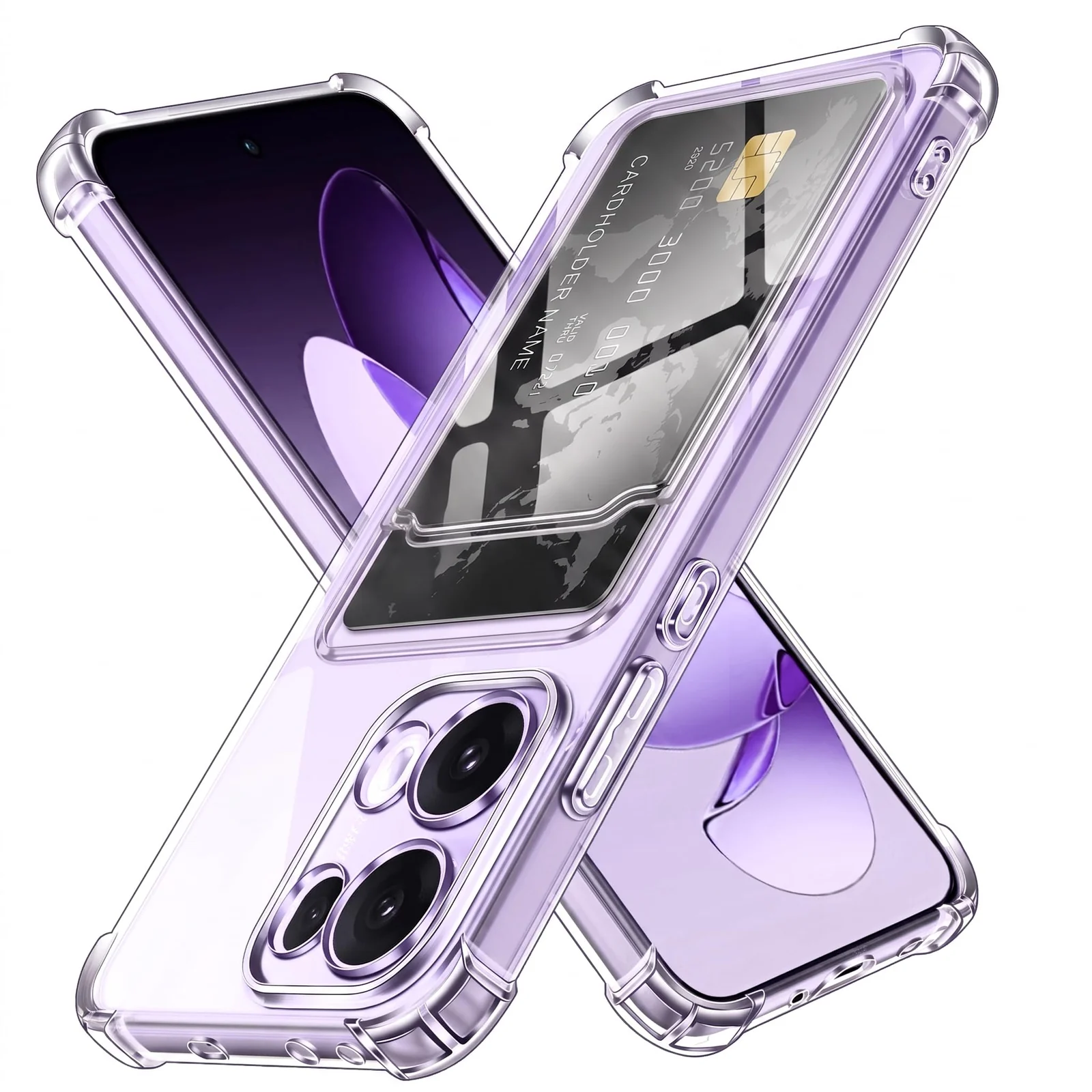DL3 MOBILAK Clear Soft TPU Phone Case with Card Holder for OPPO Reno 13 Pro 5G - Transparent