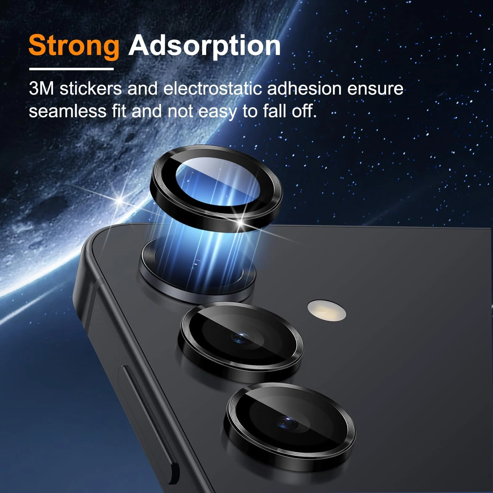 DL3 Mobilak Camera Lens Protector for Samsung Galaxy S25 FE Accessories, 9H Tempered Glass Metal Individual Ring Camera Cover Screen Protector, Case Friendly, Anti Scratch - Black