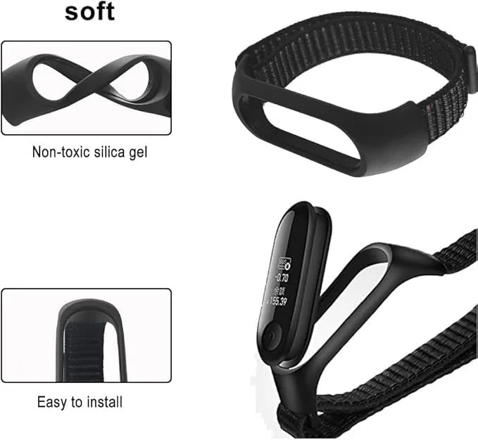 DL3 Mobilak Nylon Sport Band Compatible with Xiaomi Mi Band 7/Mi Band 6/Mi Band 5/Mi Band 4/Mi Band 3/Amazfit Band 5 for Women Men, Soft Adjustable Breathable Sport Loop Watch Strap - Red