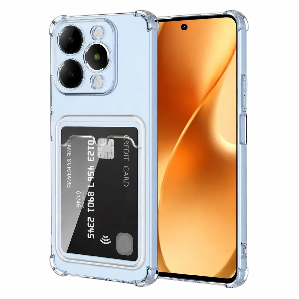 DL3 Mobilak realme 15 5G / realme 15 Pro 5G Case Clear Card Holder Back Wallet Crystal Transparent Soft TPU Shockproof Bumper Corner Drop Protection Phone Case Cover With Camera Lens Protection - Clear