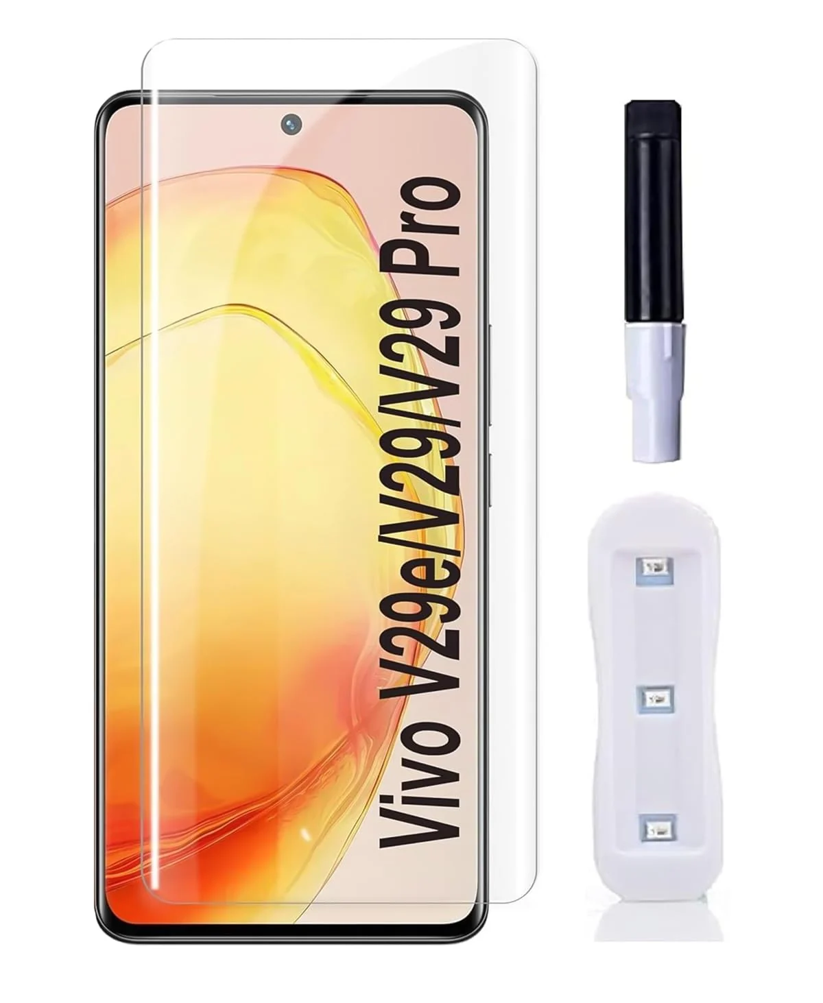 DL3 Mobilak Full Glass Screen Protector for vivo V29 / V29e - UV Tempered Glass Full Glue Cover With Fingerprint Unlock - Clear