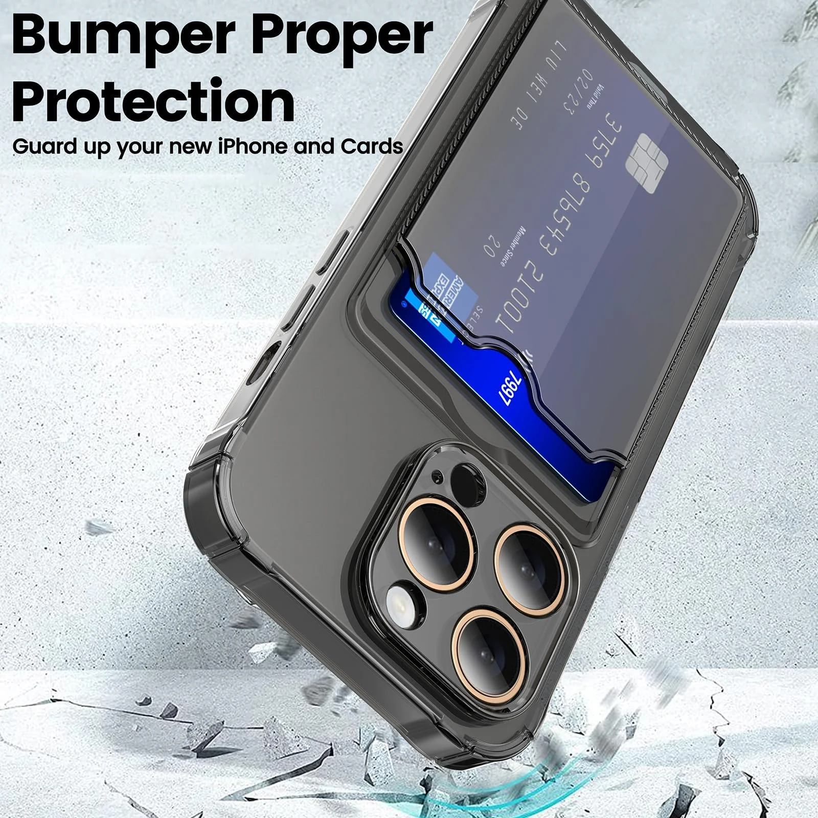 DL3 Mobilak Clear TPU Wallet Case with Card Slot and Camera Protection for Samsung Galaxy A55 - Black