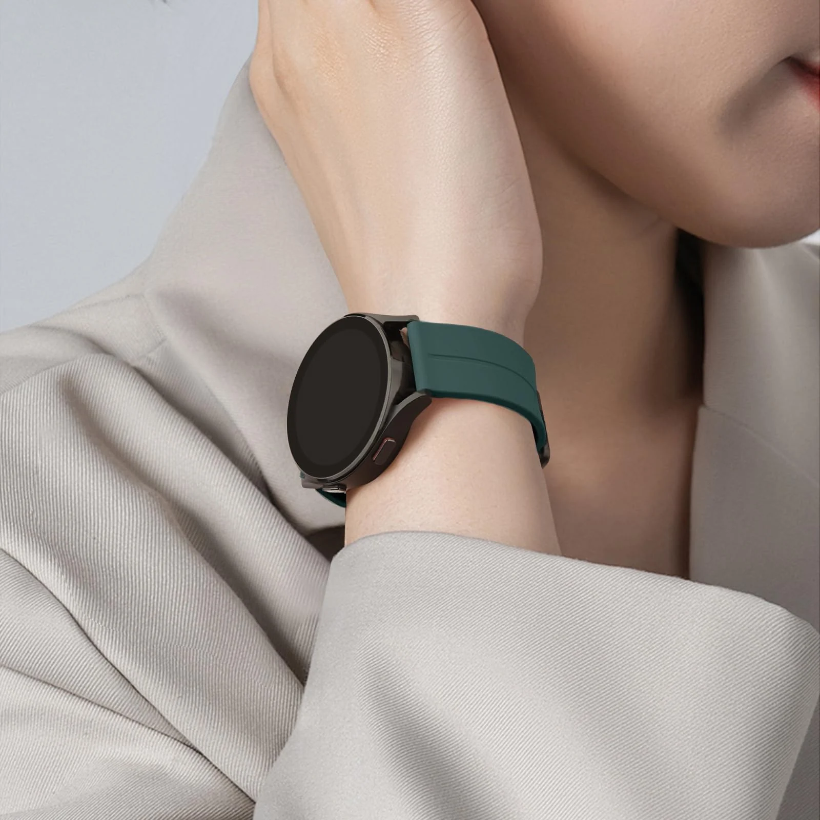 DL3 Mobilak 22MM Silicone Band Magnetic Clasp Strap For Xiaomi Redmi Watch 5 Active/5 Lite/Compatible with Samsung Galaxy Watch 46mm/Watch 3 45mm/Gear S3/Huawei watch (GT6 GT5 GT4 GT3 - Dark Green