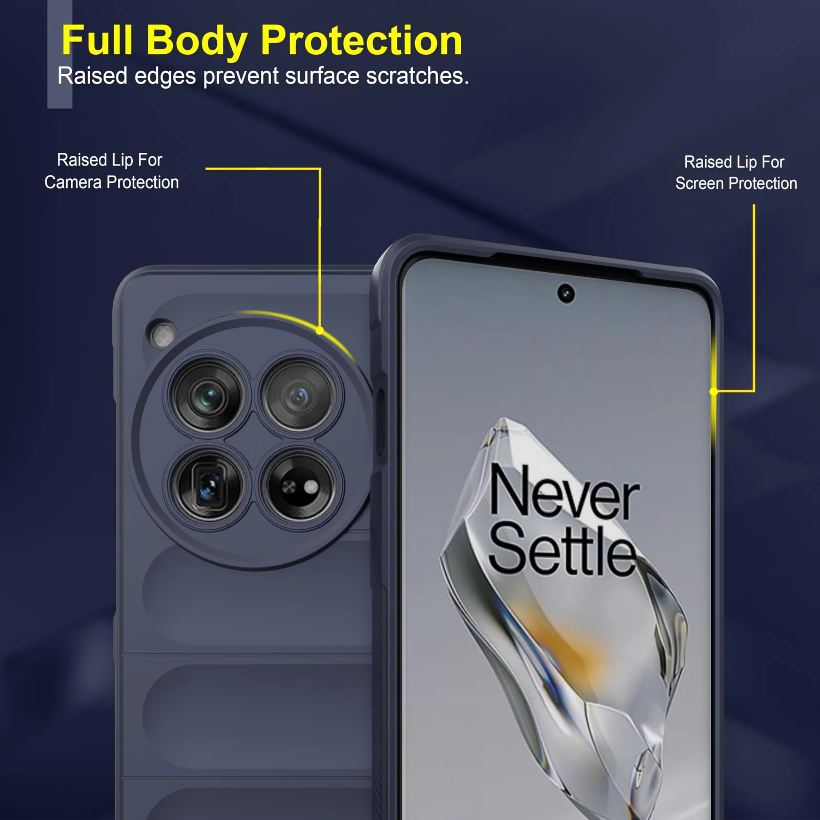 DL3 Mobilak Flexible Silicone and TPU Protective Case with Camera Protection for OnePlus 12 5G - Blue