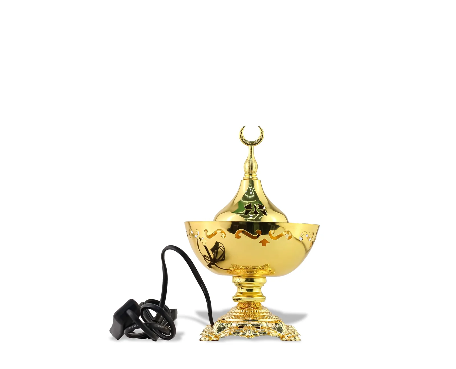 Mobigon Arabian Electric Incense Burners metal Vintage Arabic Burner, Middle Eastern Incense Holder- Electric Incense Burner Bakhoor Suitable For Arabian Oud, Home, Hotel Decor - U. Gold