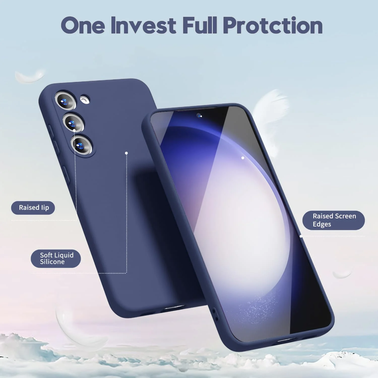 DL3 Mobilak Liquid Silicone Protective Case for Samsung Galaxy Note10 with Microfiber Lining and Shockproof Design - Blue 1