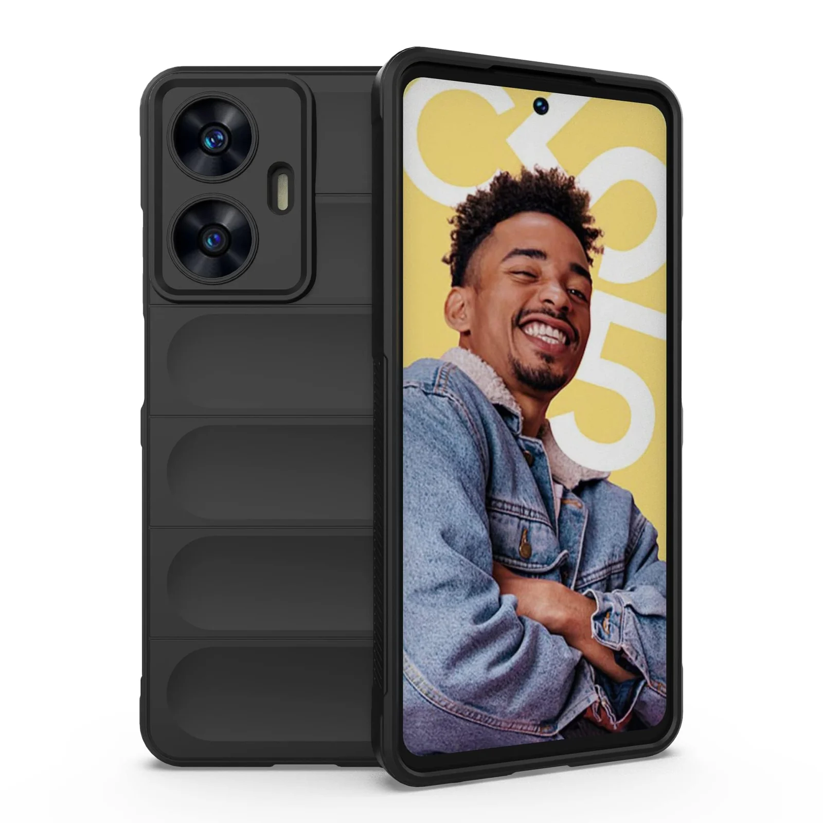 DL3 Mobilak Flexible Silicone and TPU Protective Case with Camera Protection for realme C55 / Narzo N55 - Black