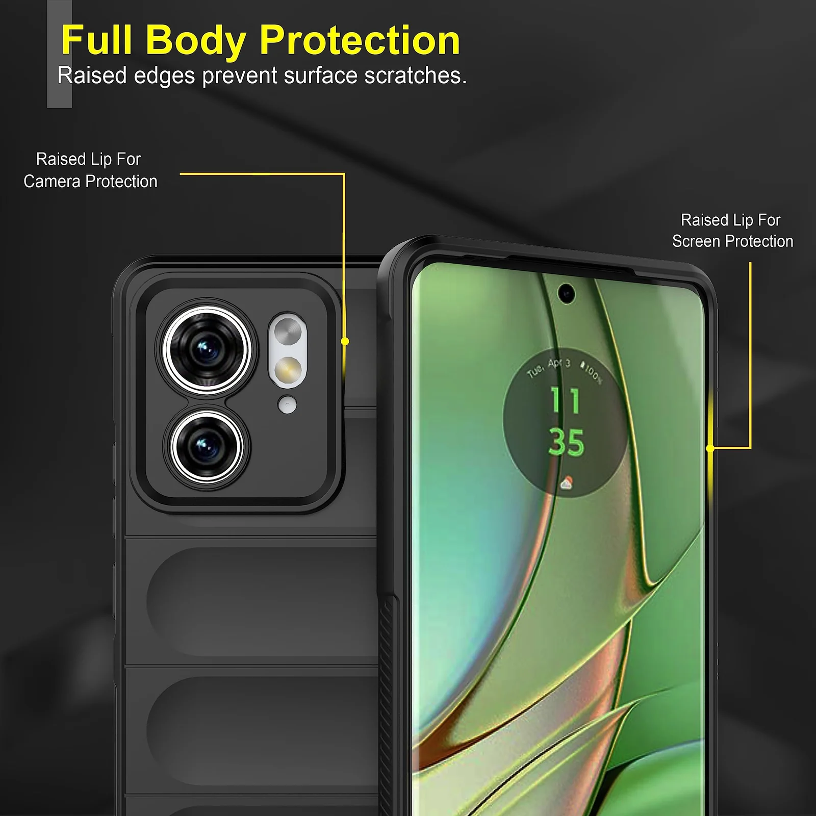 DL3 Mobilak Rugged Protective Case for Motorola Edge 40 5G, Camera protection, Shock-absorbing protection, Non-slip grip - Black