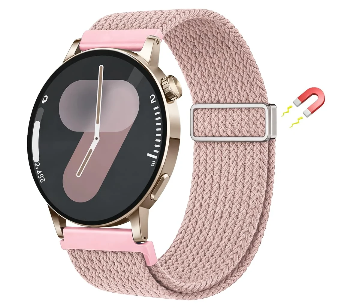 DL3 Mobilak 18mm Nylon Braided band compatible with Huawei Watch GT6 41mm/GT5 Pro 42mm/GT5 41mm/GT4 41mm/Huawei Watch 5 42mm, Magnetic Buckle Stretchy Nylon Strap for Garmin Venu 2S/3S/Vivomove 3S/Vivoactive 4S