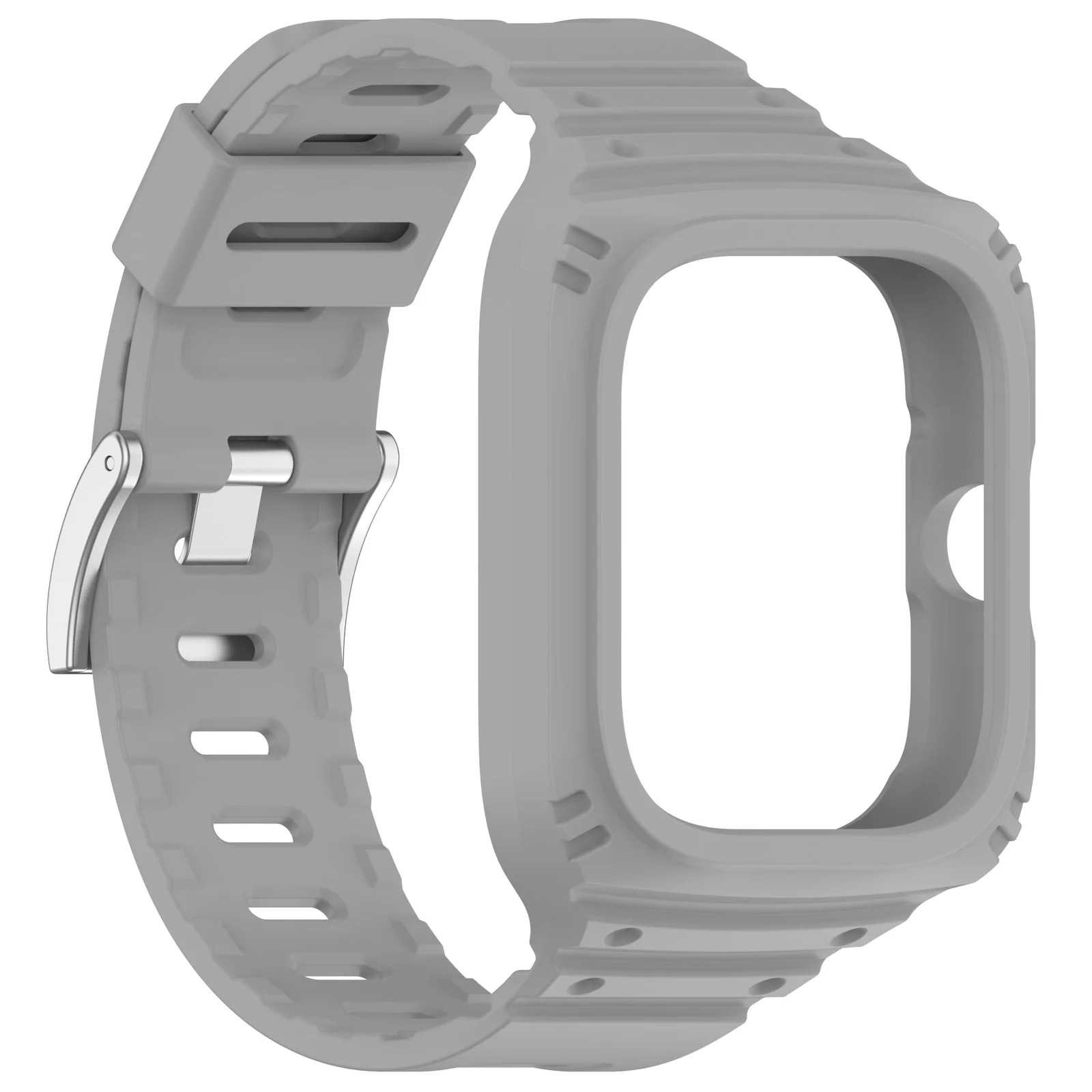 DL3 Mobilak Strap With Cover Compatible with Xiaomi Redmi Watch 4, Silicone Sport Band Replacement Watchband with Bumper Case for Redmi Watch 4, Adjustable Wristband - Gray