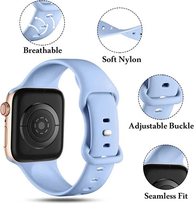 DL3 Mobilak Bands Compatible with Apple Watch Ultra 49mm 45mm 44mm 42mm 41mm 40mm 38mm, Replacement Soft Silicone Strap for iWatch Ultra 2 Series 9/8/7/6/5/4/3/2/1 SE (42MM/44MM/45MM/49MM) - Baby Blue