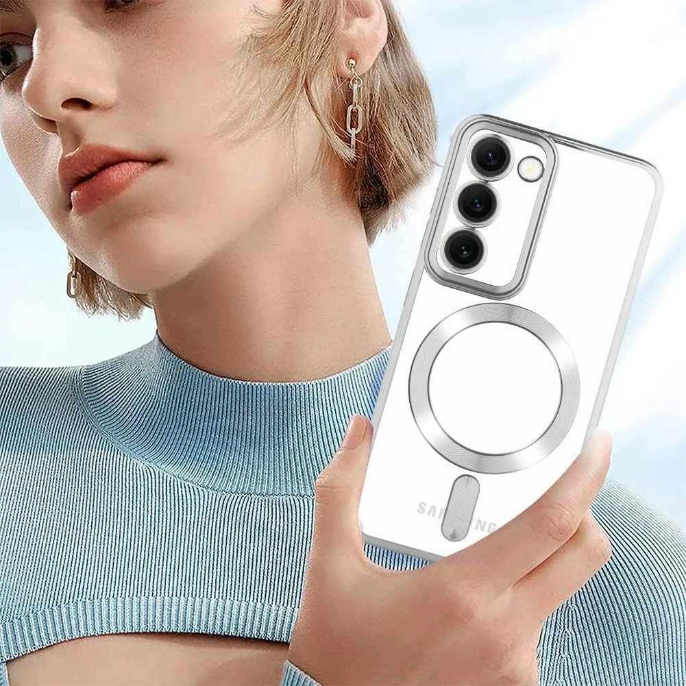 DL3 Mobilak Clear MagSafe-Compatible Magnetic Case for Huawei P30 Pro with Camera Protection and Shockproof Design - Silver