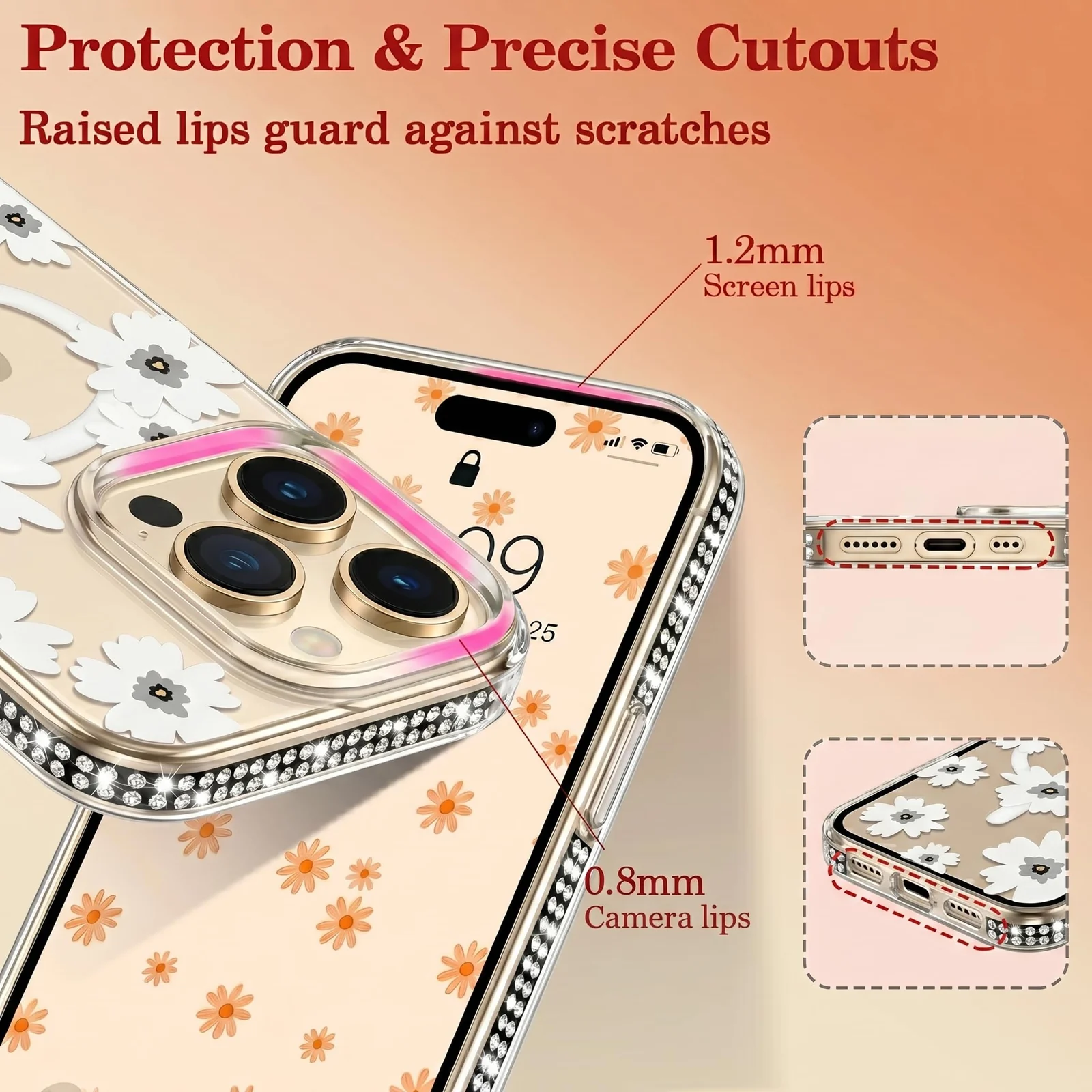 DL3 Mobilak Clear MagSafe-Compatible Magnetic Case for iPhone 16 Pro Max with Camera Protection and Magnetic Car-Mount Support - Style 5