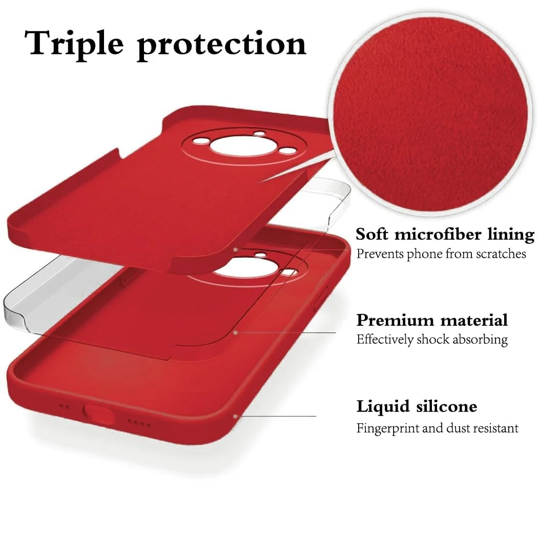 DL3 Mobilak Liquid Silicone Protective Case for realme 11 Pro / realme 11 Pro+ Plus 5G with Microfiber Lining and Shockproof Design - Red
