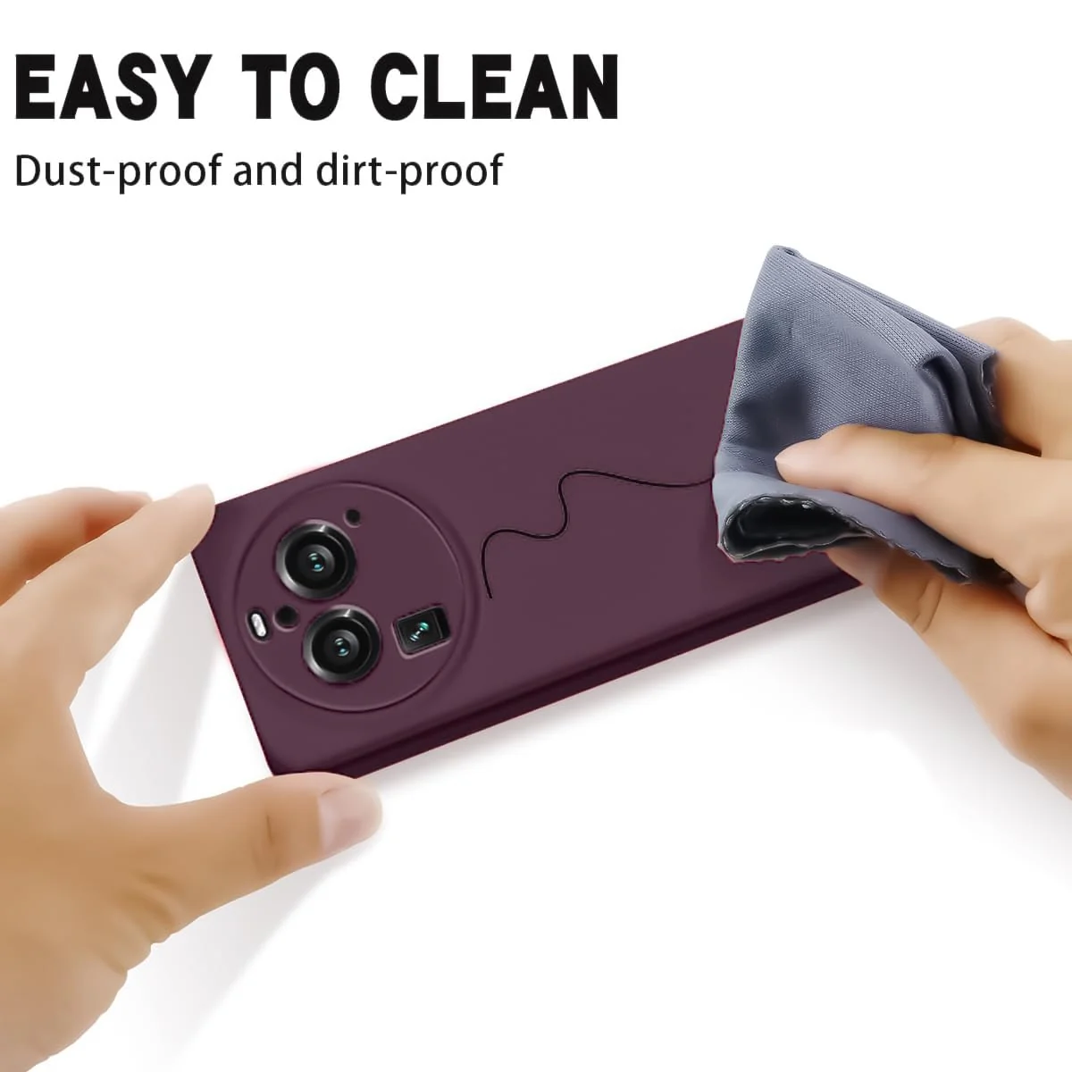 DL3 Mobilak Liquid Silicone Protective Case with Soft Microfiber Lining with Full Camera Protection for OPPO Find X6 Pro - Wine Red