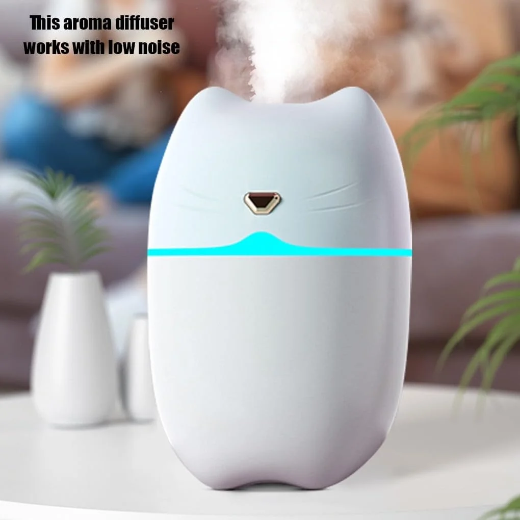 Mobigon Wood Cool Mist Ultrasonic Humidifier for Room Moisture, Aroma Diffuser for Home, 260ml Essential Oil Diffuser with 7 Colorful Night Light, Auto Shut-Off, Home, Office, car - A.White