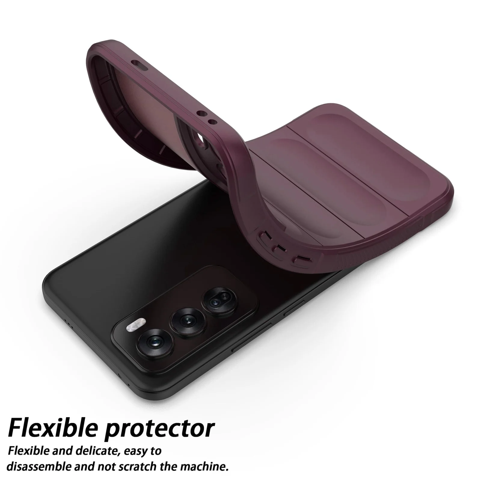 DL3 Mobilak Rugged Protective Case for OPPO Reno 12 5G, Camera protection, Shock-absorbing protection, Non-slip grip - Wine Red