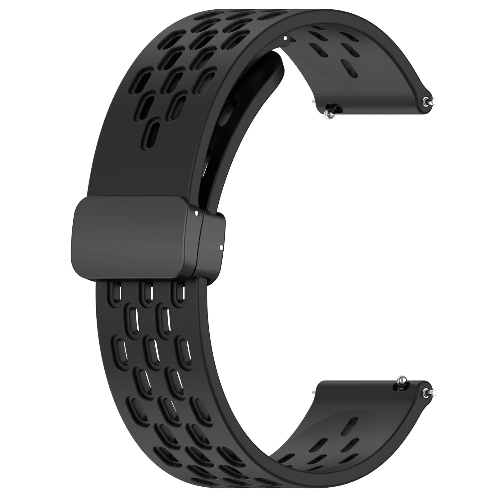 DL3 Mobilak Silicone Band Magnetic Clasp 22MM Strap For Samsung Galaxy Watch 3 45mm/Watch 46mm/Gear S3/Huawei watch GT3 GT4 46MM/Watch 3&4/3&4 Pro/GT2E/GT2 Pro/GT GT2 46MM/Amazfit GTR 2/2e/3/3 Pro/4 - Black
