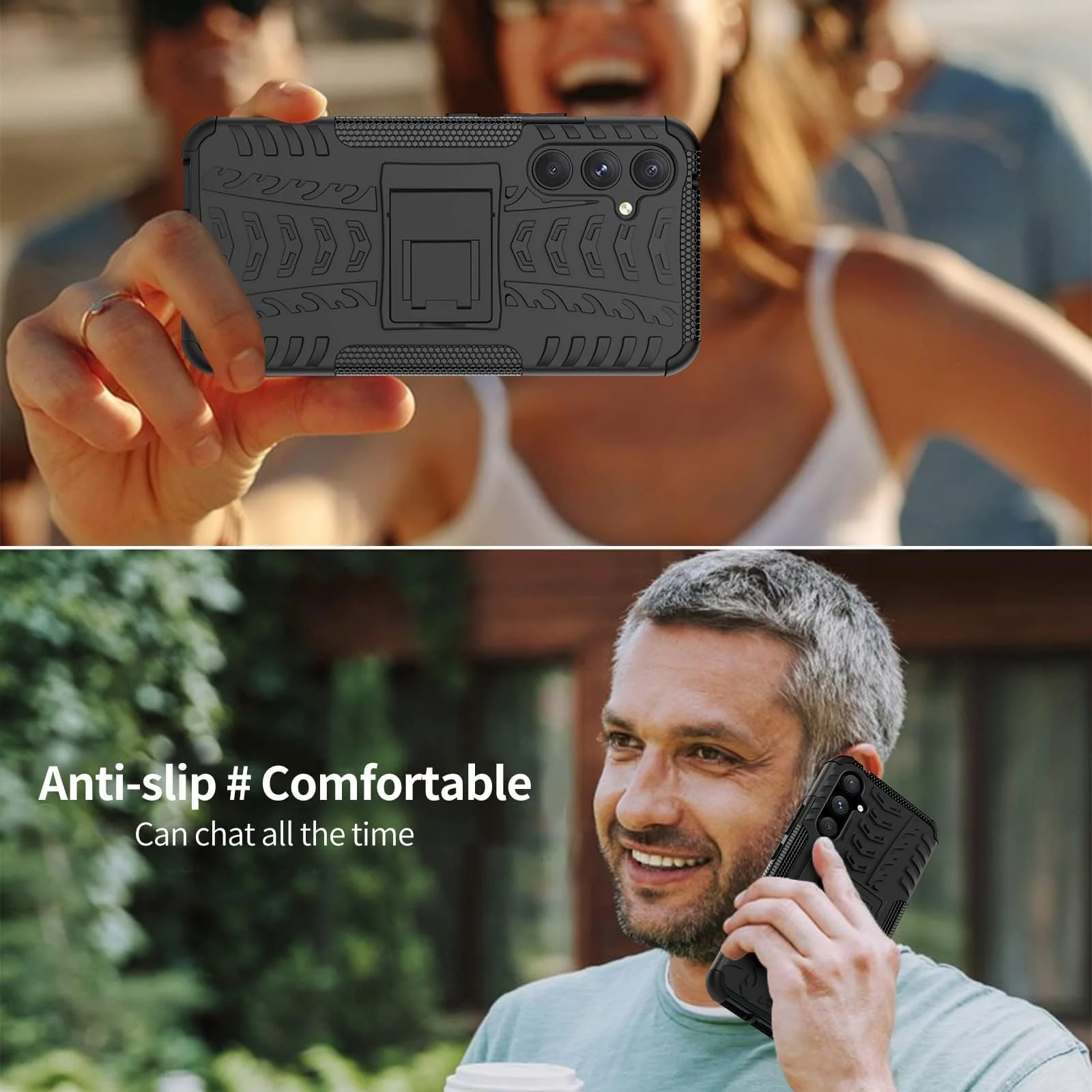 DL3 Mobilak Rugged Protective Case for Samsung Galaxy A24 4G, Shock-absorbing protection, Built-in kickstand, Scratch-resistant surface - Black