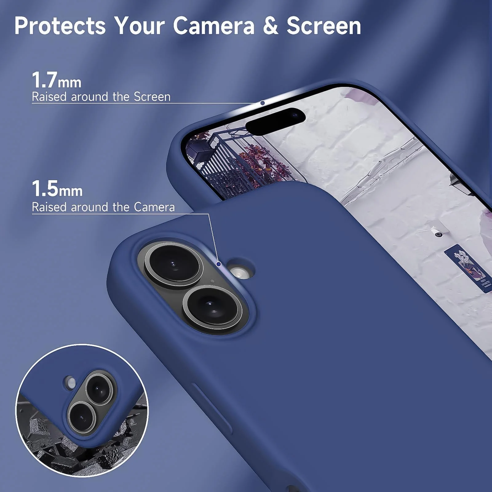 DL3 Mobilak Liquid Silicone Case for iPhone 16 6.1-inch, Supports wireless charging, Shock-absorbing protection, Scratch-resistant surface - Blue