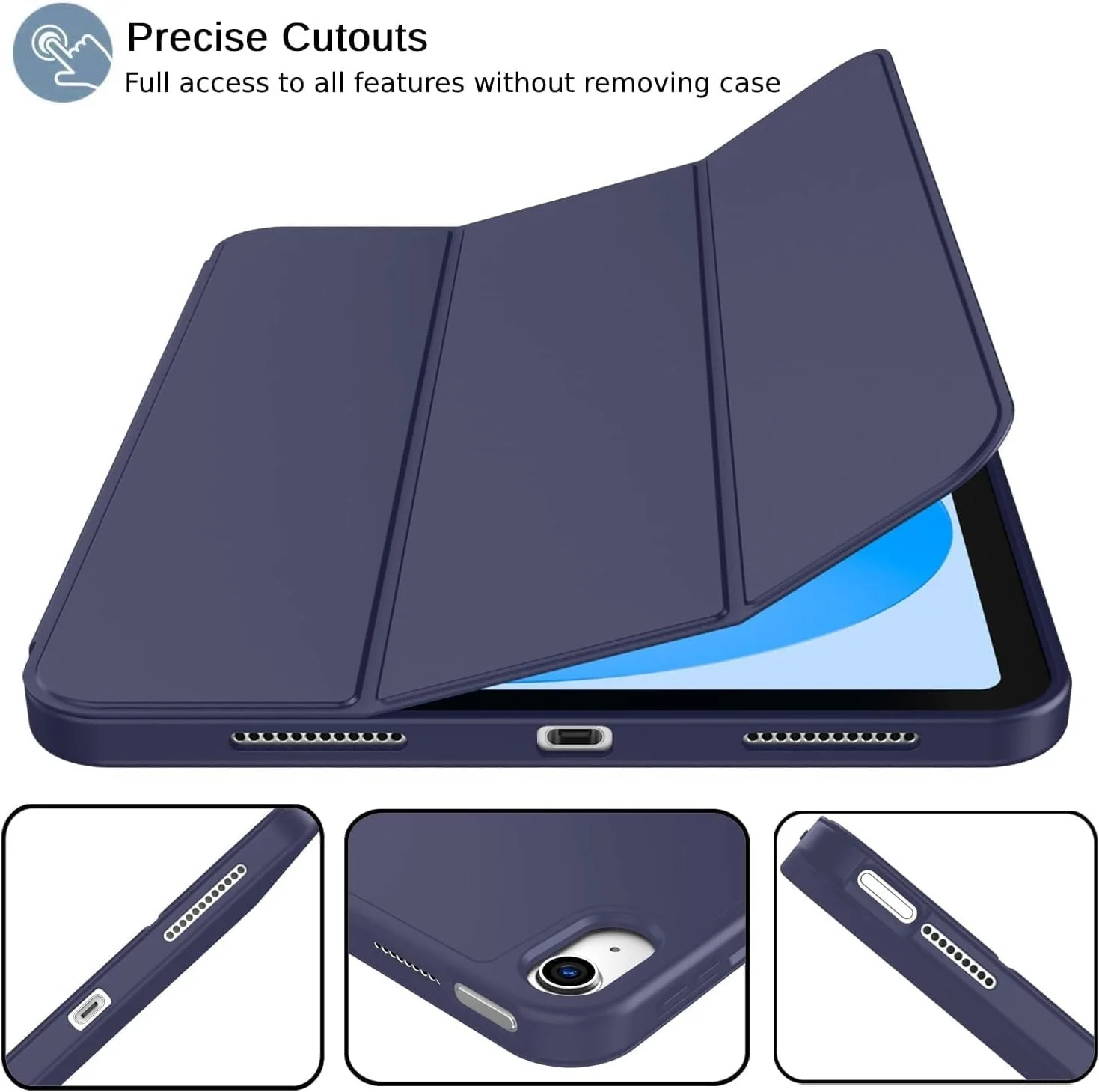 DL3 Mobilak iPad (A16) 11th Generation 11 Inch 2025/10th Generation 10.9 Inch 2022 with Pencil Holder, iPad 10 Flexible TPU Back Shell Smart Trifold Stand Protective Cover Auto Wake/Sleep - Blue