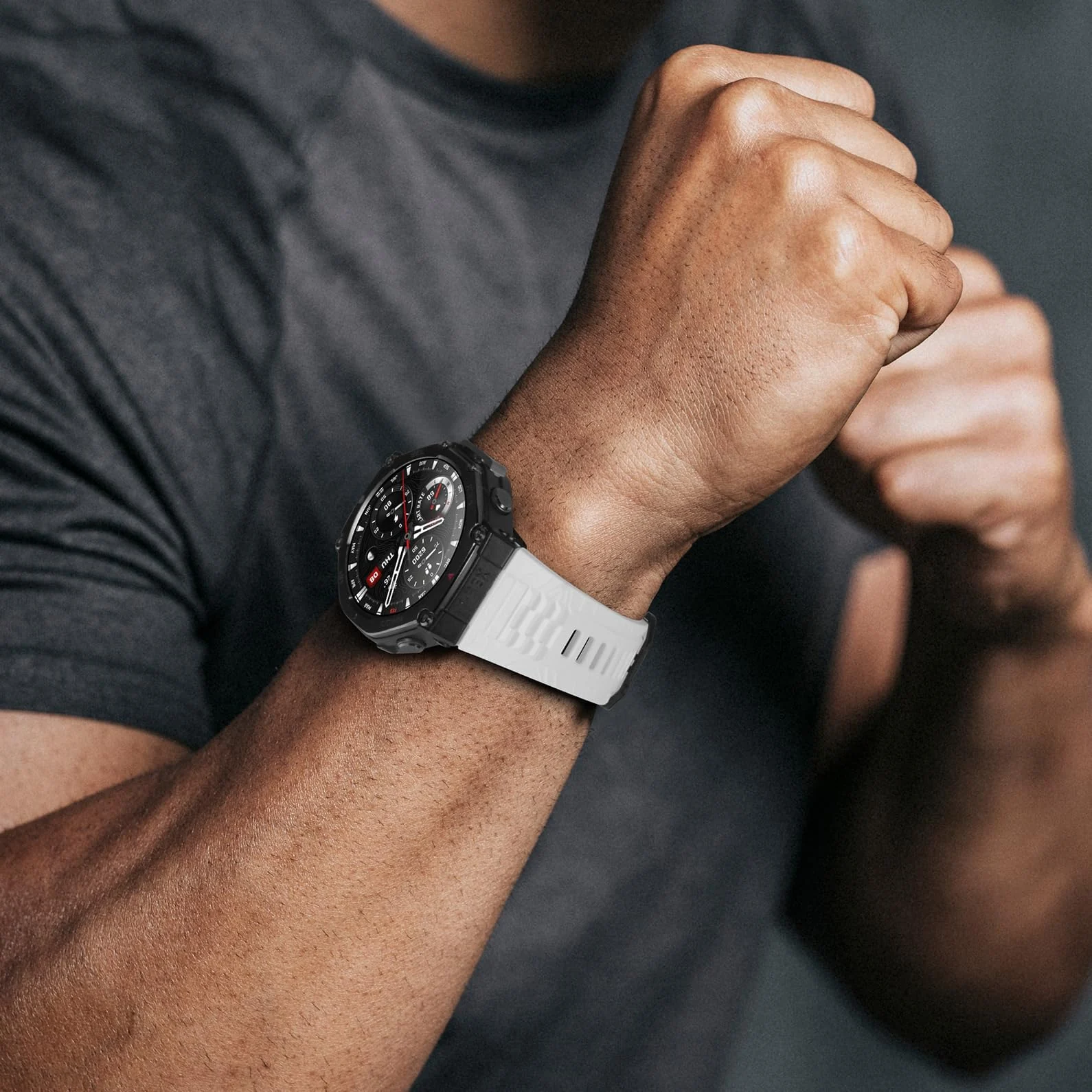 DL3 Mobilak Strap Compatible with Amazfit T-Rex 3, Men Women Sport Waterproof Soft Breathable Silicone Watch Bands Compatible with Amazfit T-Rex 3 with 1 Install Tool - White