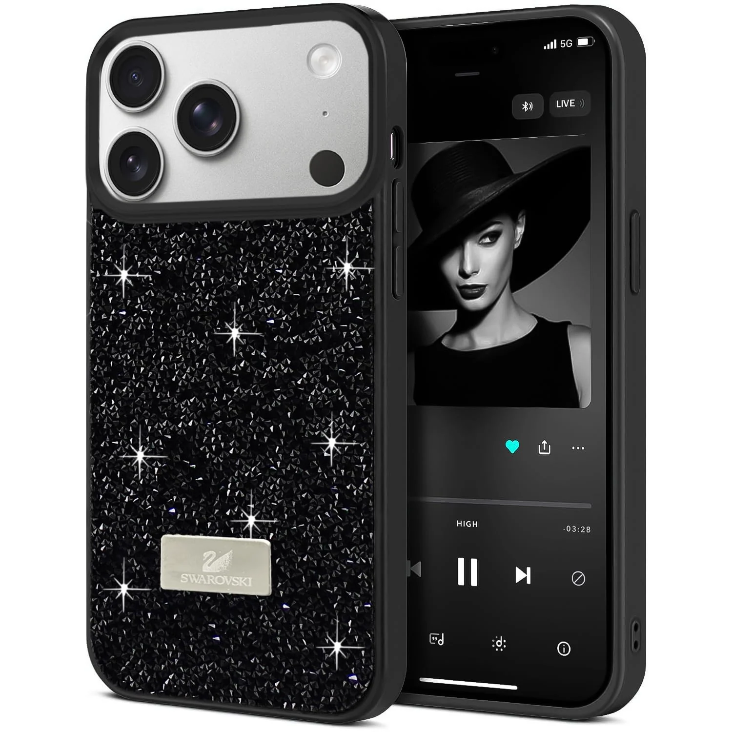 DL3 Mobilak Glitter Protective Case for iPhone 17 Pro Max 6.9-Inch, Supports wireless charging, Shock-absorbing protection, Scratch-resistant surface