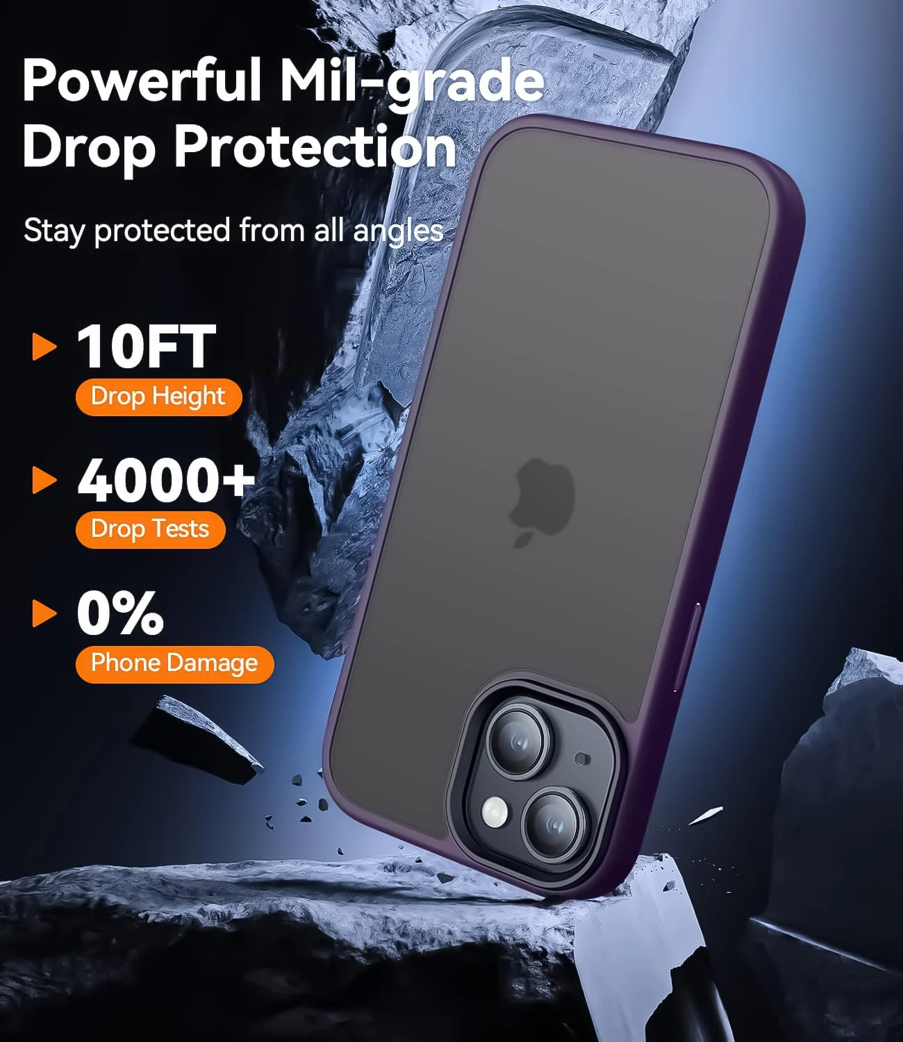 DL3 Mobilak Matte Protective Case for iPhone 15 Plus / iPhone 14 Plus with Camera Protection and Shockproof Design - Deep Purple