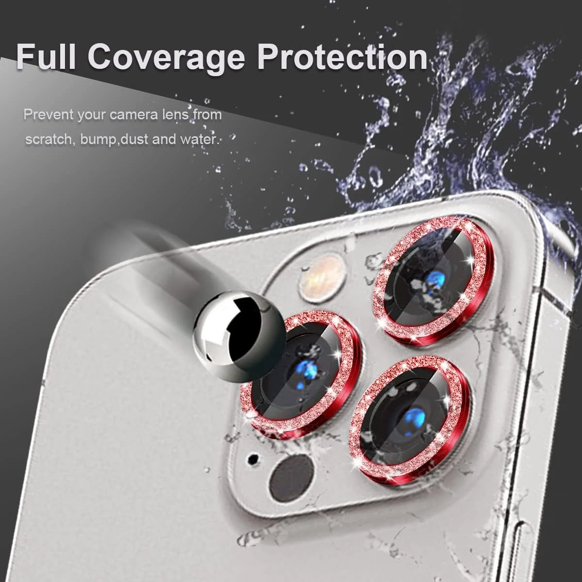 DL3 Mobilak Camera Lens Protector For iPhone 15 Pro/iPhone 15 Pro Max, [Keep Original Shooting] Tempered Glass Screen Protector Metal Individual Camera Cover, Case Friendly - Glittle Red