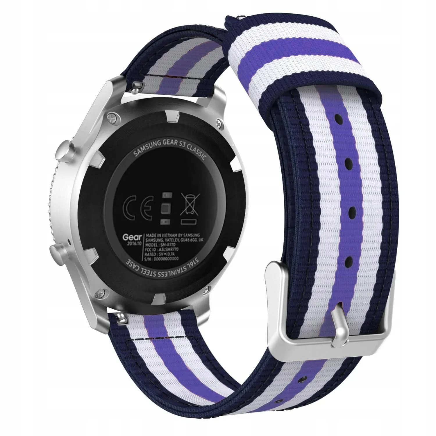 Dl3 Mobilak Nylon Canvas Band 20MM Strap For Samsung Gear Sport/Watch 4/Watch 5/Watch 5 Pro/S2 classic/active 2 40MM 44MM/Amazfit GTS 3/4/4 Mini/Bip 3/Pro/GTS 2 mini/GTS 2e/Bip U (Blue Red)
