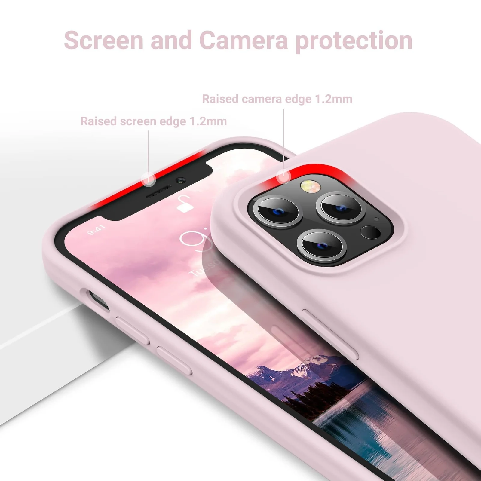 DL3 Mobilak Compatible with iPhone 11 Pro (5.8 Inch) Case, Liquid Silicone Case, Full Body Protective Cover, Shockproof, Slim Phone Case, Anti-Scratch Soft Microfiber Lining - Pink