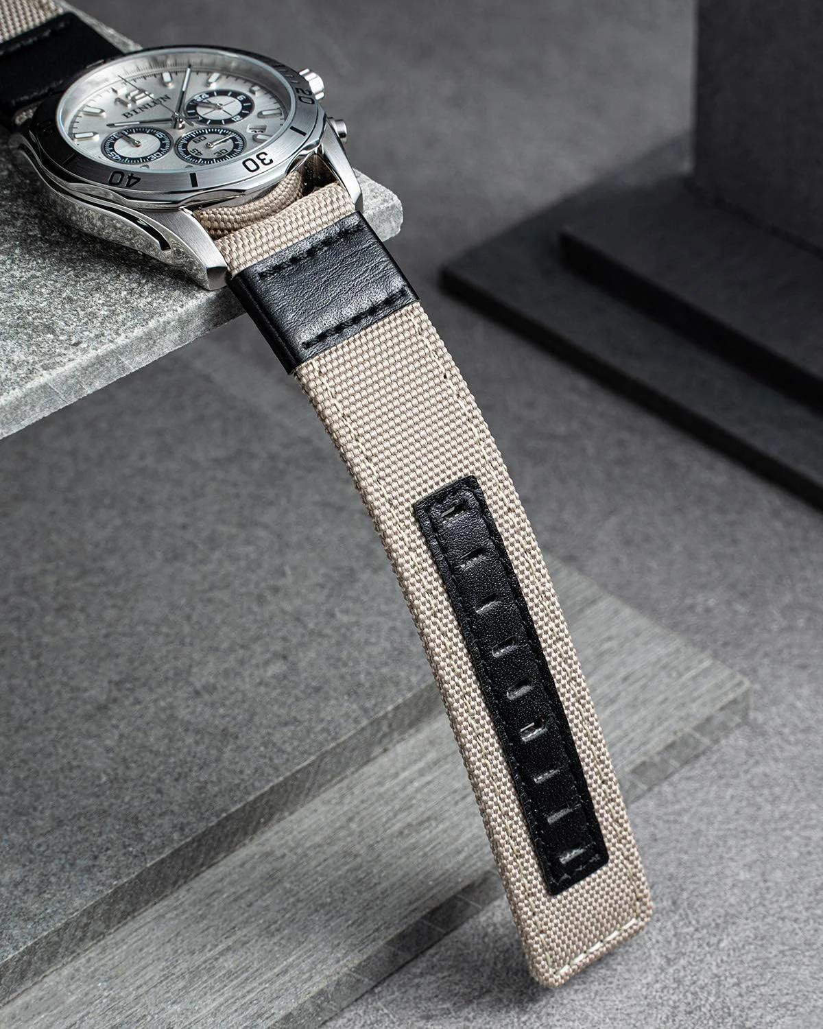 DL3 Mobilak Nylon Sports Bands With Leather 20MM Strap for Samsung Gear Sport, Watch 6, 4, 5, 5 Pro, S2 Classic, Active 2 40mm 44mm, Amazfit GTS 3, 4, 4 Mini, Bip 3 Pro, GTS2, Bp U - Beige