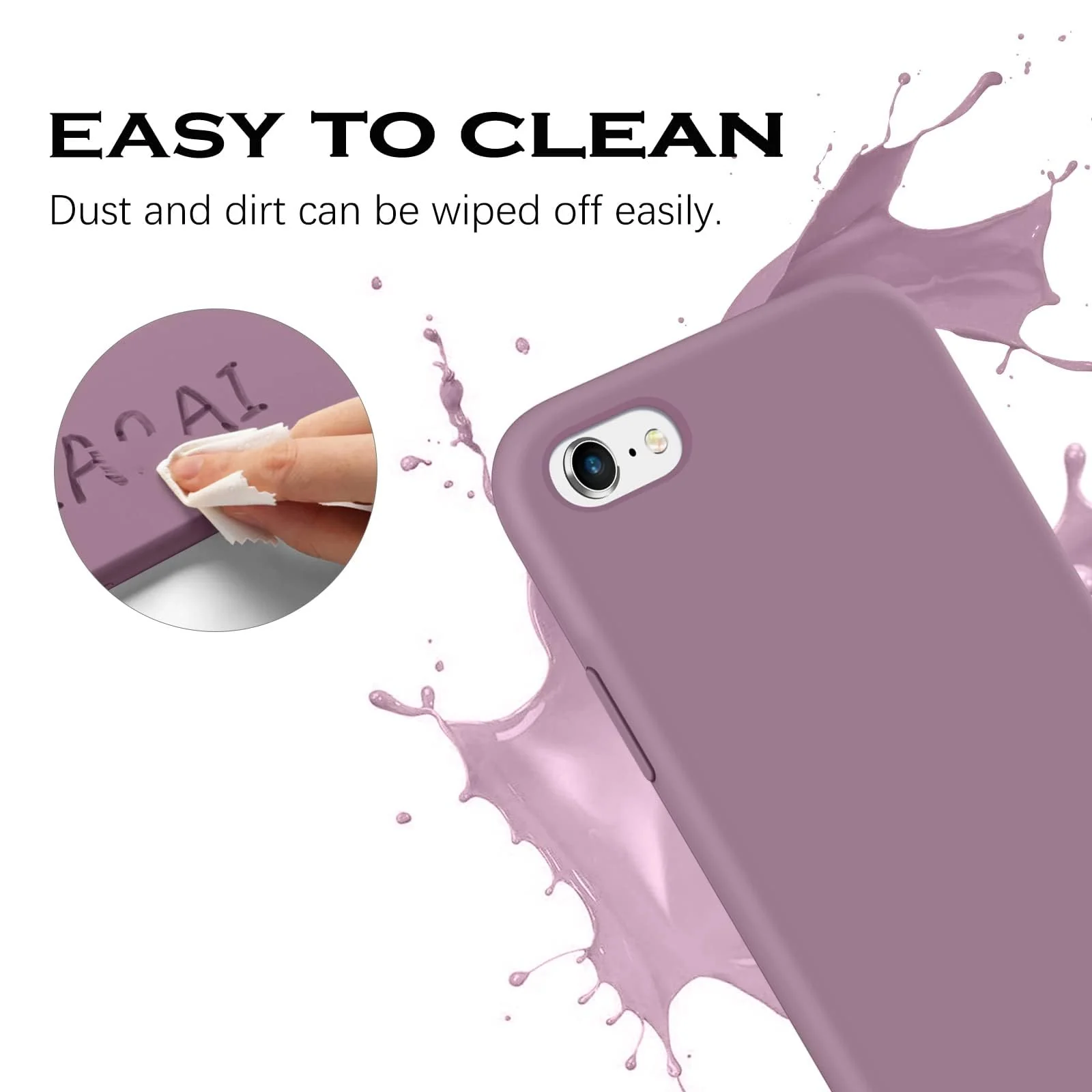 DL3 Mobilak Liquid Silicone Protective Case for iPhone 6 Plus / 6S Plus with Camera Protection and Microfiber Lining - Lilac Purple