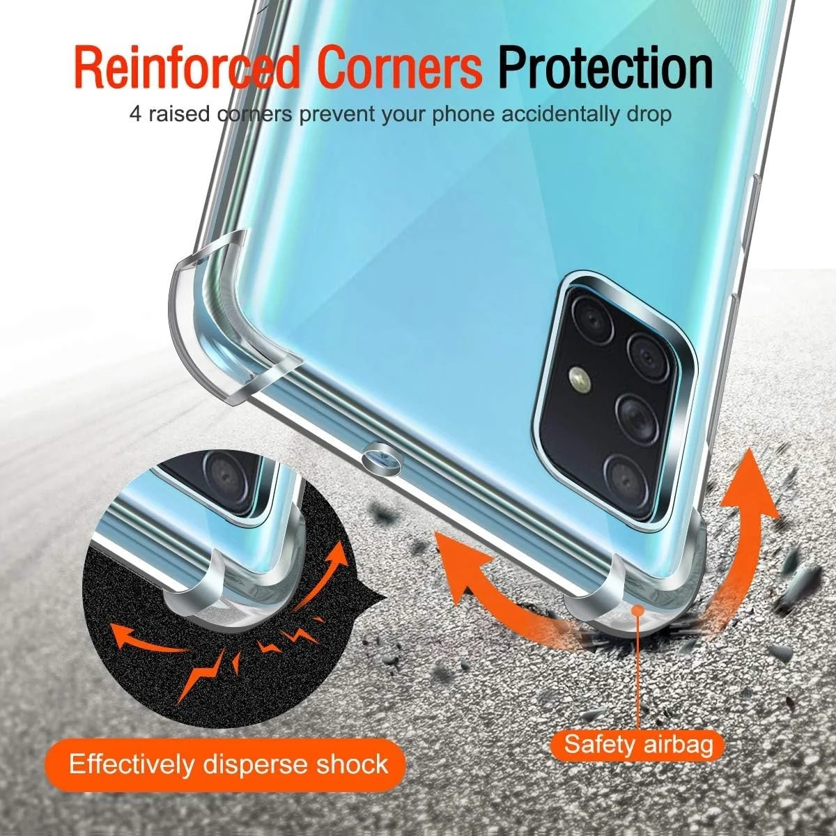 DL3 Mobilak Clear TPU Protective Case for Samsung Galaxy A71 4G with Camera Protection and Shockproof Design - Clear