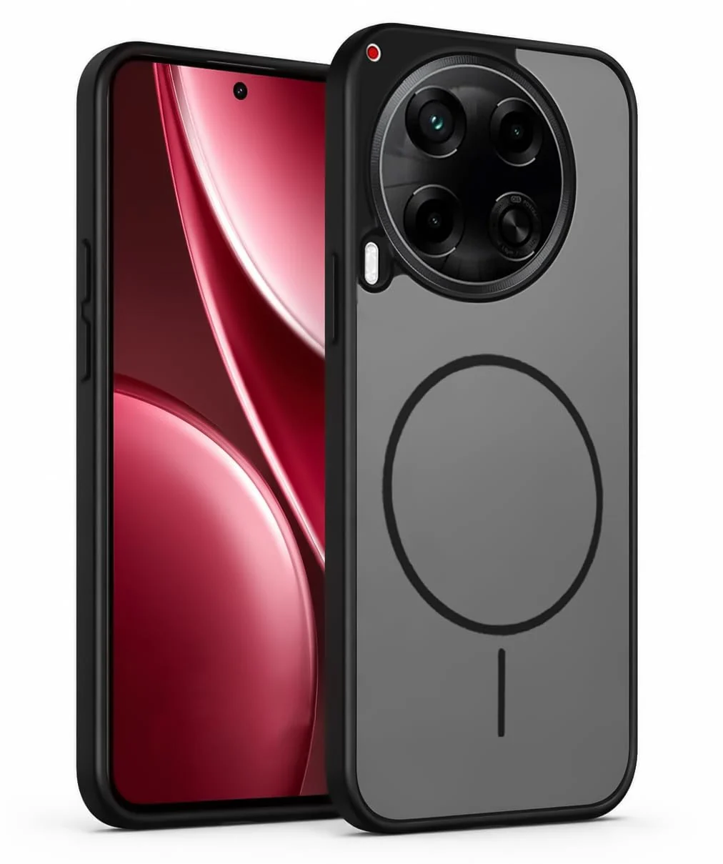 DL3 Mobilak Case For Tecno Camon 30 4G Translucent Matte PC Back & Soft TPU Edge, [Not Compatible with MagSafe] Anti-Scratch Shockproof Protective Cover with Full Camera Protection - Black